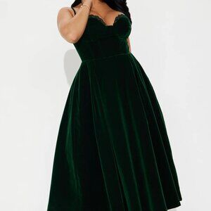 Julia Velvet Midi Dress - Hunter